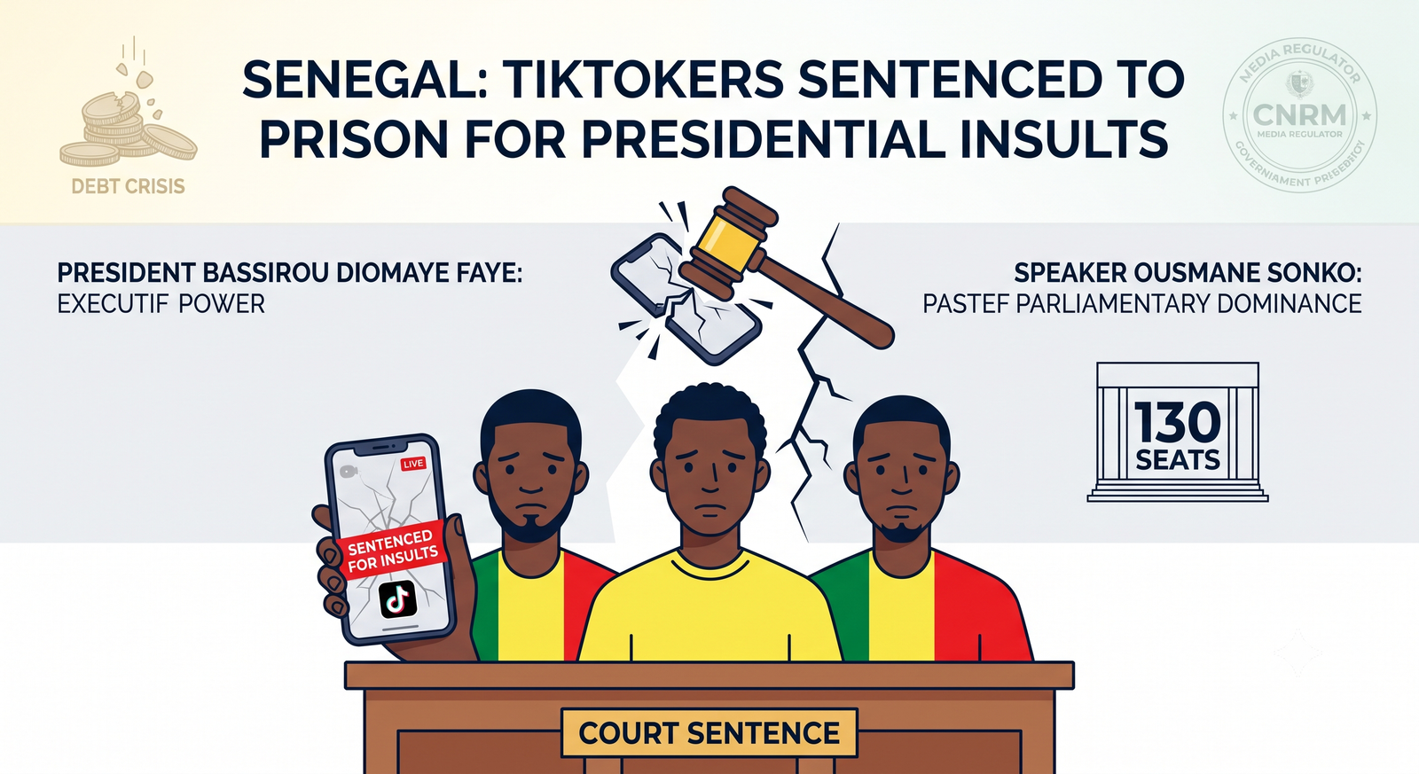 Senegal jails three TikTok influencers for insulting President Faye as political tensions with former ally Sonko deepen
